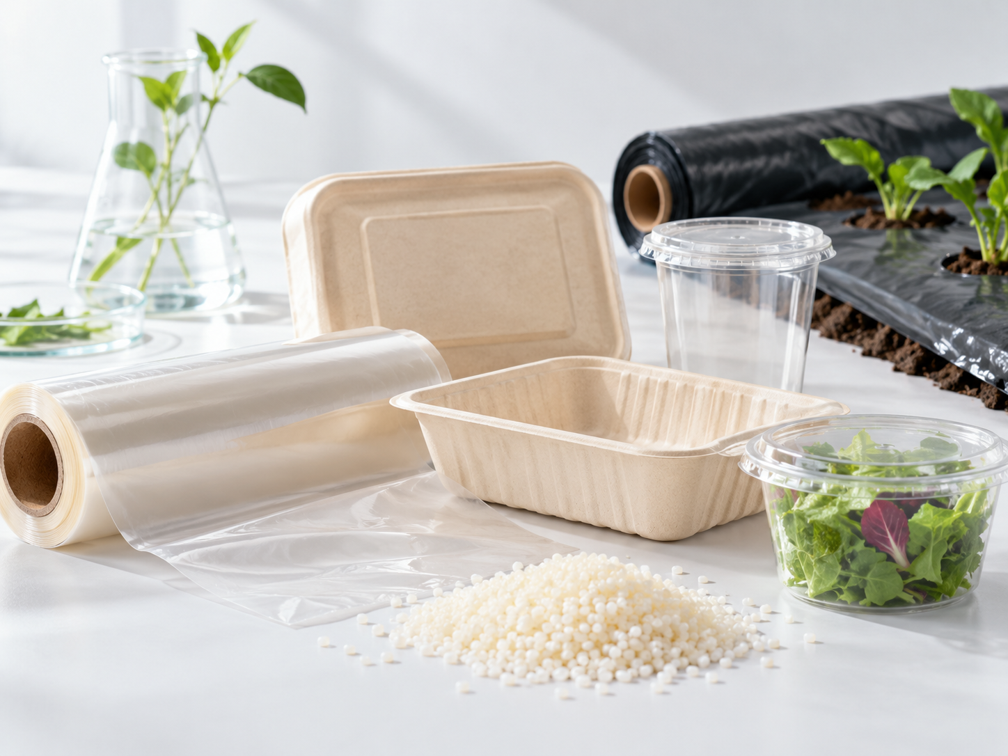 Aplicaciones potenciales del bioplástico en empaques, recipientes y mulch agrícola